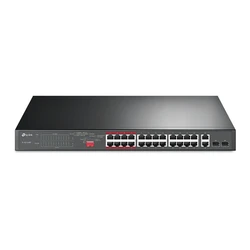 Network Switch TP-LINK 24-Port 10/100Mbps + 2-Port Gigabit Unmanaged PoE+ v1