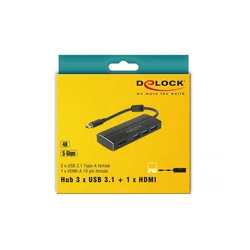 Docking Station Delock USB3.1 Gen1/C to 3x USB3.0/A,HDMI 4K 30Hz