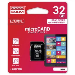 Κάρτα Μνήμης microSDHC 32GB Goodram Class 10 UHS I + Adapter