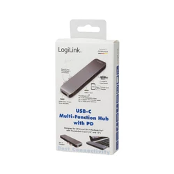 Docking Station LogiLink Dual USB-C Aluminium Grey