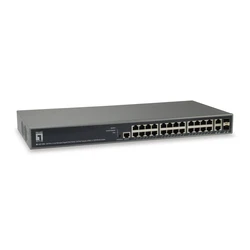 Network Switch 24-port LevelOne GE GEP-2682 2xGSFP 370W PoE