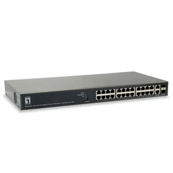 Network Switch 24-port LevelOne GE GEP-2651 2xGSFP 185W PoE+