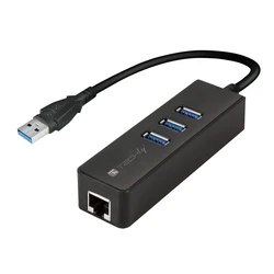 USB Hub Techly USB 3.0 Adapter Gigabit Ethernet 3Port USB 3.0