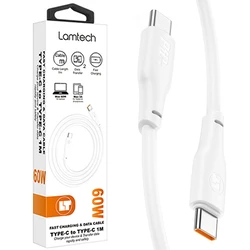 Καλώδιο USB Lamtech CHARGE AND DATA Type-C TO Type-C 60W 2M White