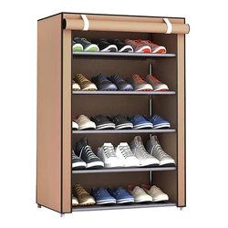 Υφασμάτινη Παπουτσοθήκη HUH-0124 με 5 Ράφια, 60X30X90cm, Καφέ