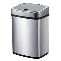 HOME USE κάδος απορριμμάτων με φωτοκύτταρο ανοξείδωτο ατσάλι 15lt ασημί