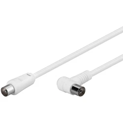Καλώδια Δικτύου Coax Cable 1.5m White Angled 80dB 75 Ohm Double Shielded