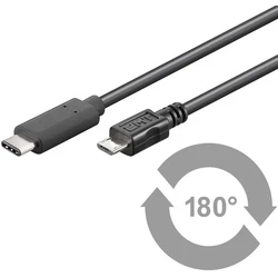 USB C to USB 2 0 Micro B Cable 1m Black