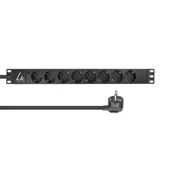 Lanview Πολύπριζο Rack 19 1U 16A 8 Θέσεων Schuko
