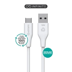 eSTUFF Metatropeis Adaptors INFINITE GRS USB C to USB A Cable 1m White Recycled