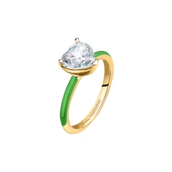CHIARA FERRAGNI Women Ring Love Parade (14) - Brass, Yellow/Green Enamel, White CZ, Gold-tone