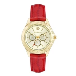 Γυναικείο Ρολόι Juicy Couture Jc1220Gprd (38 mm) Δερμάτινο Λουράκι Κόκκινο