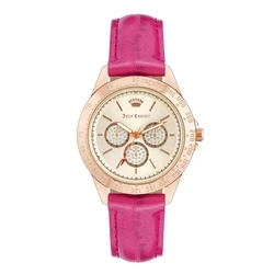 Γυναικείο Ρολόι Juicy Couture Jc1220Rgpk (38 mm) Δερμάτινο Λουράκι Ροζ