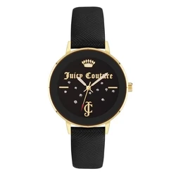 Γυναικείο Ρολόι Juicy Couture Jc1264Gpbk (38 mm) Δερμάτινο Λουράκι Μαύρο