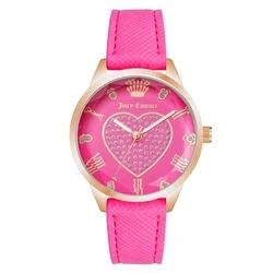 Γυναικείο Ρολόι Juicy Couture Jc1300Rghp (35 mm) Δερμάτινο Λουράκι Ροζ