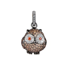 Γυναικείο Charm Lancaster Jla-Pen-Owl-4 (1,5Mm) από Ασήμι Brown/ Black