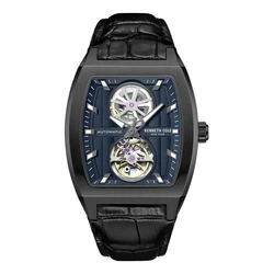 Kenneth Cole Ανδρικό Ρολόι 40mm Αυτόματο με Μαύρο Ανοξείδωτο Κάσα και Μαύρο Δερμάτινο Λουράκι KCWGX0058802