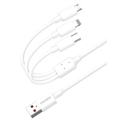 Kakusiga USB to Type-C / Lightning / micro USB Cable 5A Λευκό 1.2m KSC-1021