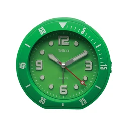 Silent analog alarm clock with rubber finish, Green (2809)