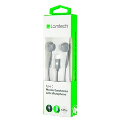 Handsfree Ακουστικά Lamtech Type-C With Microphone Black