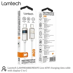 Καλώδιο USB Lamtech Type-C To Type-C 3A High Display Charge & Data 60W 1.2M White