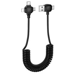 Lamtech 6-σε-1 καλώδιο φόρτισης Type-C/USB σε Type-C/Lightning/Micro-USB 3A 1,5m Μαύρο