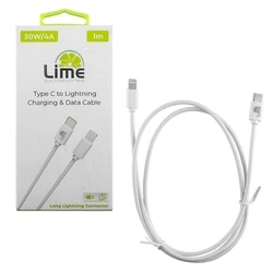 Kαλώδιο USB Lime LCL03 Λευκό USB Type-C σε Lightning Long 4.0A, 1m για φόρτιση και δεδομένα-30W