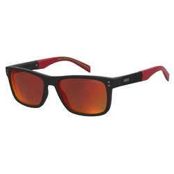 LEVI'S Men's Sunglasses LV-5059-S-BLX (55/17/145) Black Injected Frame, Red/Orange Mirror Lenses, Category 3 UV400