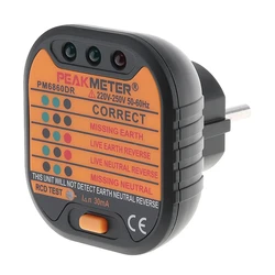 Tester Peakmeter πρίζας PM6860DR, 220-250V 50-60Hz
