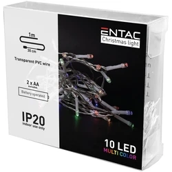 Χριστουγεννιάτικα Λαμπάκια Entac Εσωτερικά 10 LED Πολύχρωμα 1μ (2xAA Δεν περιλαμβ.)