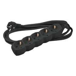 Technik Πολύπριζο 5 Θέσεων με 1.5 mm² Καλώδιο Χαλκού 16A Μαύρο 3m