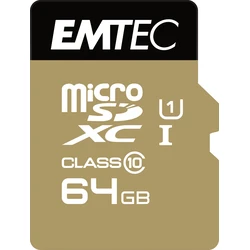Κάρτα Μνήμης microSDXC 64GB Emtec CL.10 Gold +