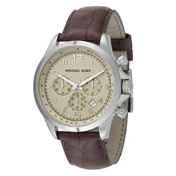 Ανδρικό Ρολόι Michael Kors Mk8115 (45mm) Δερμάτινο Λουράκι Καφέ