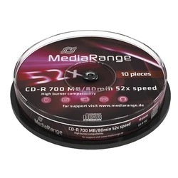 CD-R MediaRange 52x 700MB/80min Cake 10τμχ