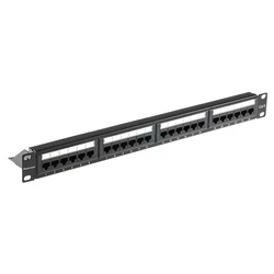 POWERTECH patch panel NETW-0046 για rack 19 1U 24 θυρών CAT 6 UTP μαύρο
