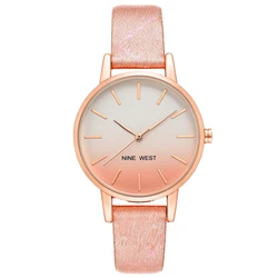 Γυναικείο Ρολόι Nine West Nw-2512Rgpk (34mm) Δερμάτινο Λουράκι Ροζ