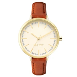 Γυναικείο Ρολόι Nine West Nw-2554Chhy (34mm) Δερμάτινο Λουράκι Καφέ