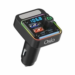FM Transmitter Osio OFT-4260BT και φορτιστής αυτοκινήτου με Bluetooth, USB Type-A, 2 Type-C, LED, Handsfree Μαύρο