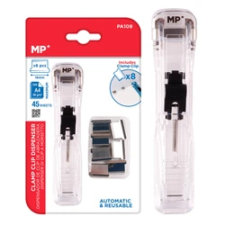 Συρραπτικό Τύπου Κλιπ MP PA109 με 8x επαναχρησιμοποιήσιμα κλιπ, 45 φύλλα, διάφανο