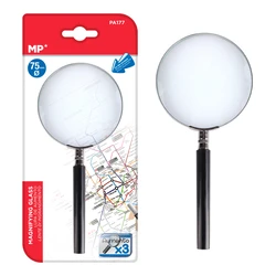 MP Μεγεθυντικός Φακός PA177 x3 75mm Μεταλλικός με Γυάλινο Φακό Μαύρος Ασημί