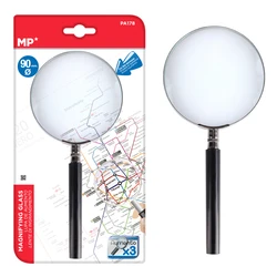 MP Μεγεθυντικός Φακός PA178 x3 90mm Μεταλλικός με Γυάλινο Φακό Μαύρος Ασημί