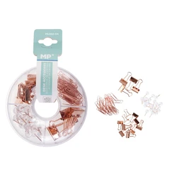 Σετ Γραφείου Mp Pa360-04 Με Συνδετήρες Κλιπ & Πινέζες Ροζ Χρυσό