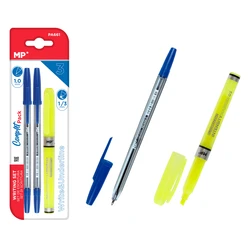 Σετ Στυλό MP & μαρκαδόρος υπογράμμισης PA661, μπλε & κίτρινο, 3τμχ