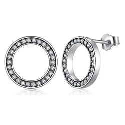 Σκουλαρίκι Bamoerα Καρφωτά Pas437 σε Σχέδιο Κύκλου, Ασήμι 925, Ασημί