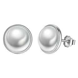 Σκουλαρίκι Bamoerα Καρφωτά Pas489 με Λευκή Πέρλα, Ασήμι 925, Ασημί