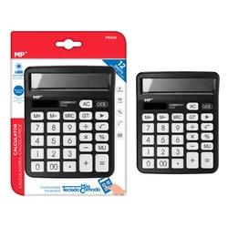 Αριθμομηχανή MP PE028, ηλιακό & μπαταρίες, 12 ψηφία, Μαύρη