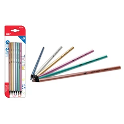 Χρωματιστές Ξυλομπογιές Mp Pe328 Τρίγωνες Μεταλλικό Χρώμα 6τμχ