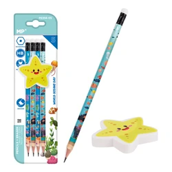 Σετ Ξύλινα Μολύβια MP & Γόμα World Oceans Day Ppe356-05, Εξάγωνα, Hb, 5Τμχ