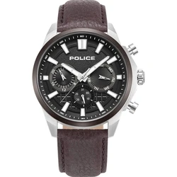 Ανδρικό Ρολόι Police Pewjf0021040 (44mm) Δερμάτινο Λουράκι Καφέ