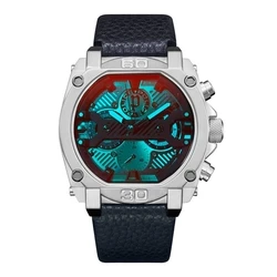 Ανδρικό Ρολόι Police Pewjf2226802 (45,4mm) Δερμάτινο Λουράκι Μπλε